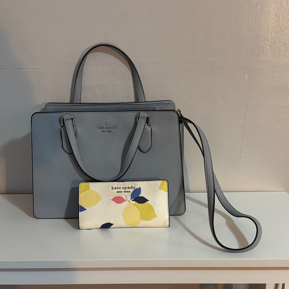 Kate Spade Blue Satchel with Vibrant Wallet